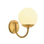 Modern Curved Arm Glass Globe Wall Sconce–1-Light, 2-Ligh for Bedroom & Living Room