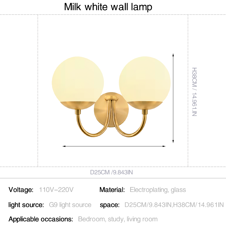 Modern Curved Arm Glass Globe Wall Sconce–1-Light, 2-Ligh for Bedroom & Living Room