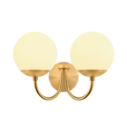 Modern Curved Arm Glass Globe Wall Sconce–1-Light, 2-Ligh for Bedroom & Living Room