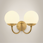 Modern Curved Arm Glass Globe Wall Sconce–1-Light, 2-Ligh for Bedroom & Living Room