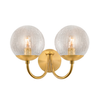 Modern Curved Arm Glass Globe Wall Sconce–1-Light, 2-Ligh for Bedroom & Living Room