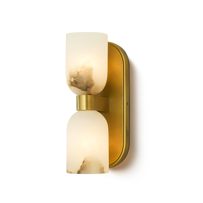 Modern Marble Glass Double Wall Sconce – Gold or Black Finish