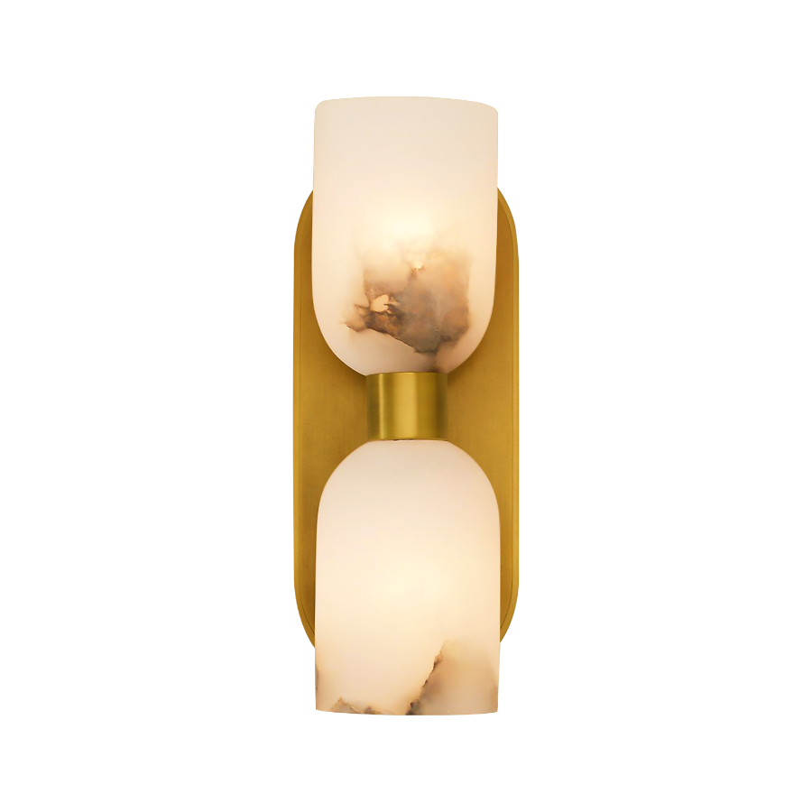 Modern Marble Glass Double Wall Sconce – Gold or Black Finish