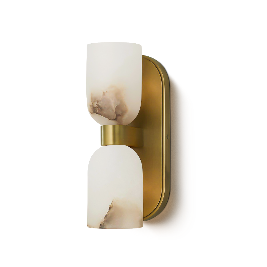 Modern Marble Glass Double Wall Sconce – Gold or Black Finish