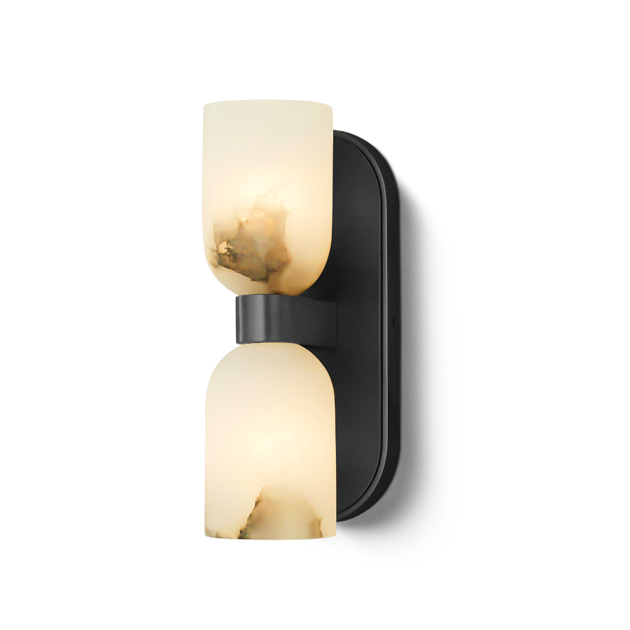 Modern Marble Glass Double Wall Sconce – Gold or Black Finish