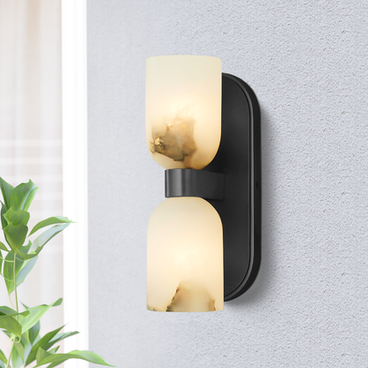 Modern Marble Glass Double Wall Sconce – Gold or Black Finish