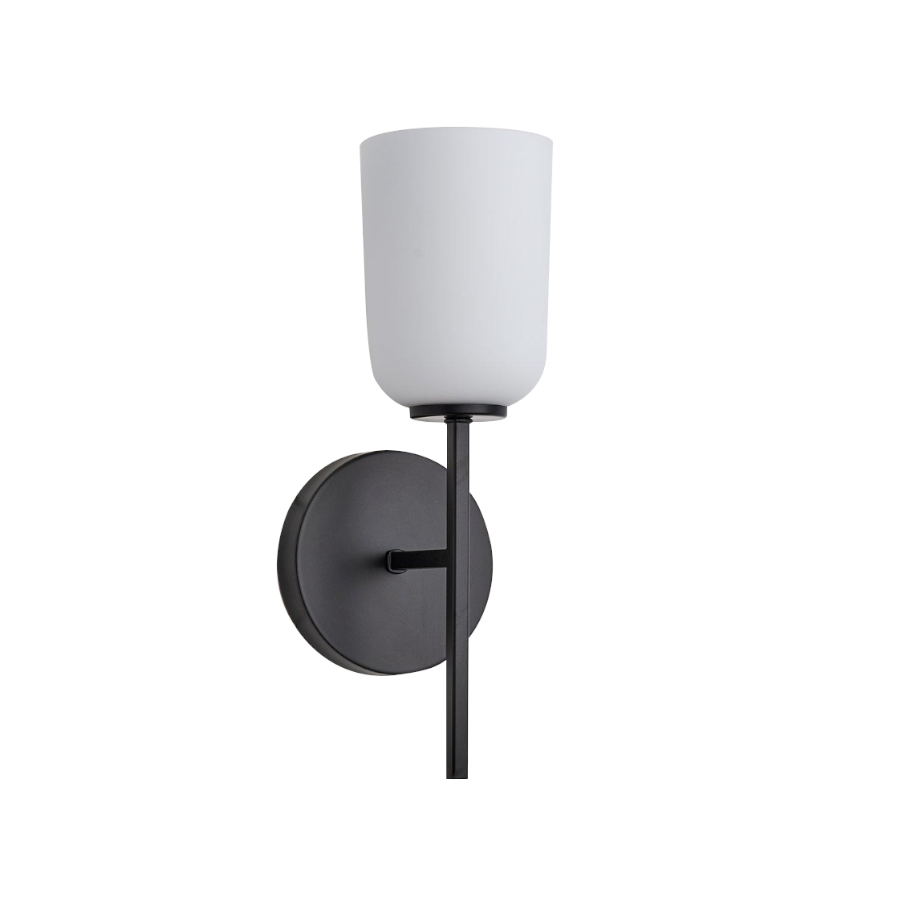Modern Milk White Glass Wall Sconce – Gold or Black Finish  Product Description
