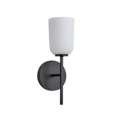 Modern Milk White Glass Wall Sconce – Gold or Black Finish  Product Description
