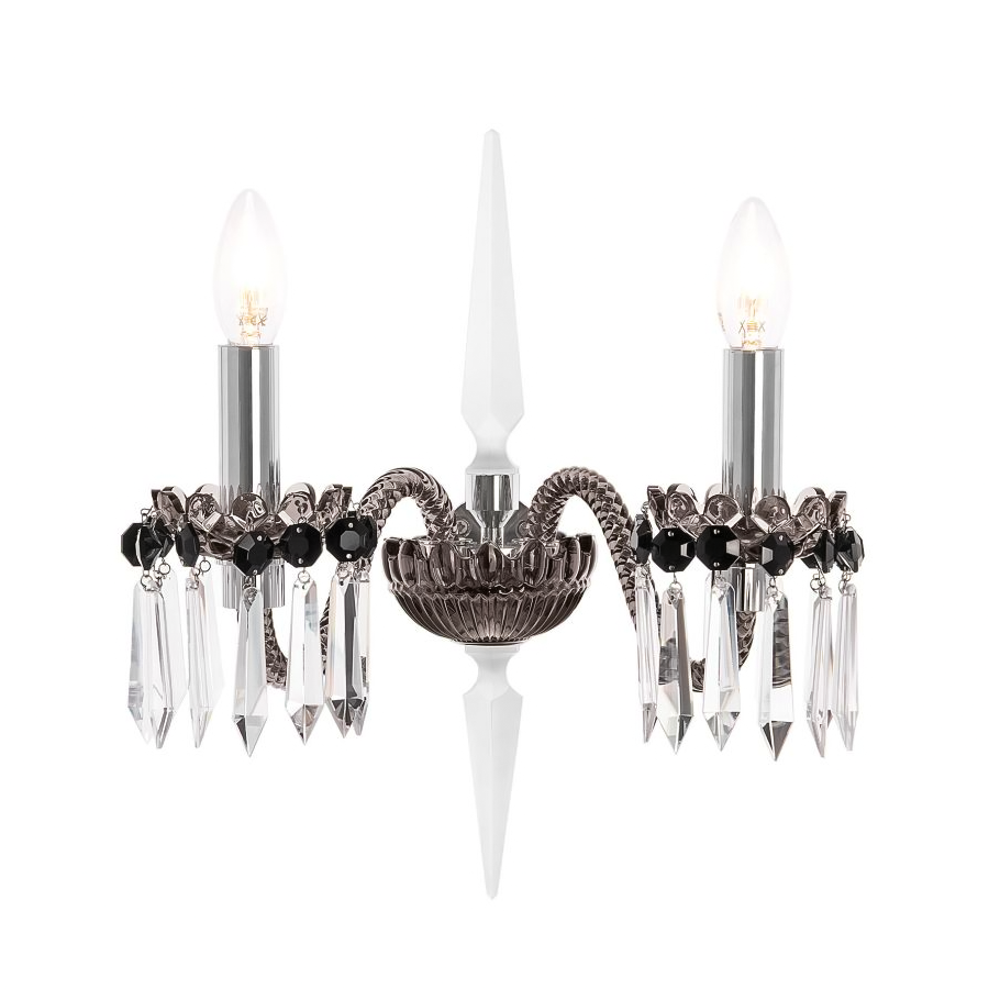 Flannel Gray & Sky Blue Crystal Wall Sconce