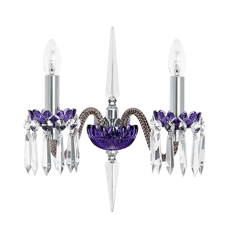 Flannel Gray & Sky Blue Crystal Wall Sconce
