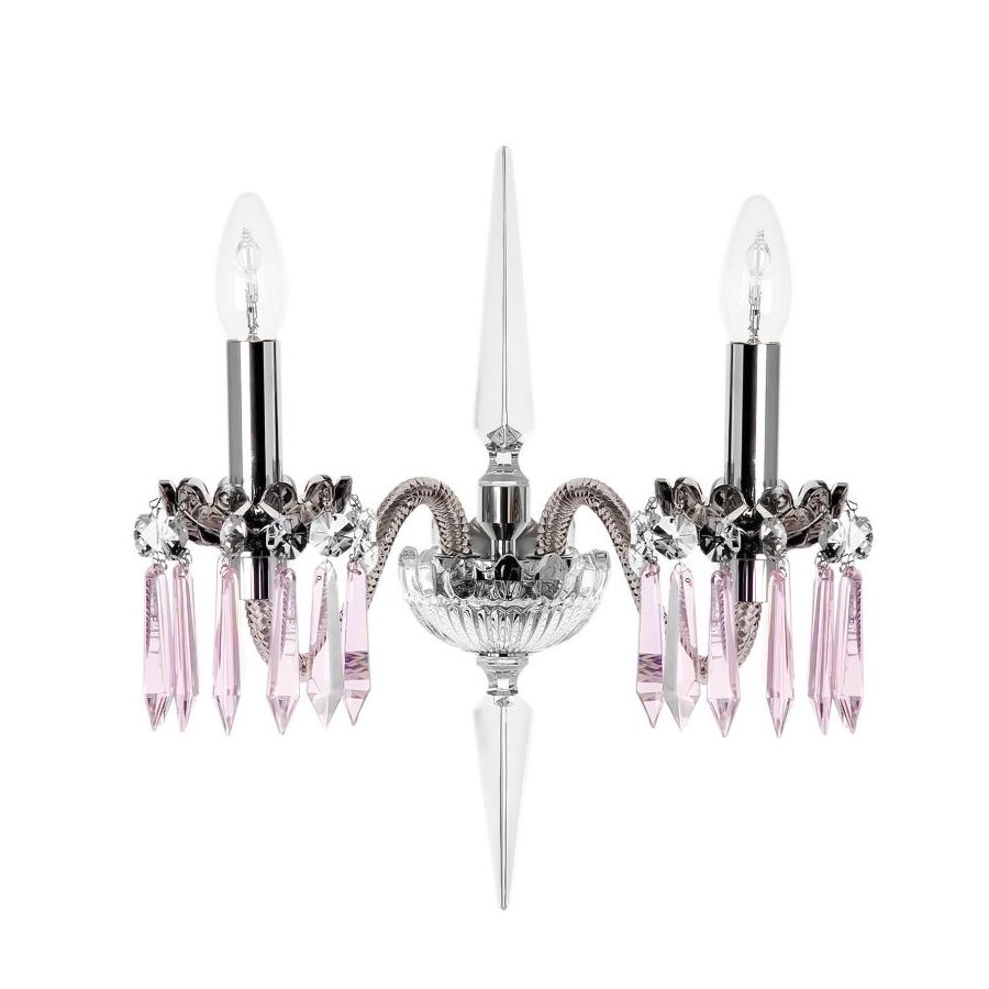 Flannel Gray & Sky Blue Crystal Wall Sconce