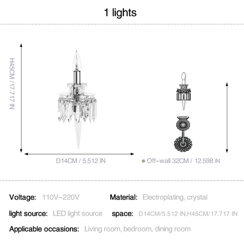 Classic Crystal Candelabra Multi-Light Wall Sconce