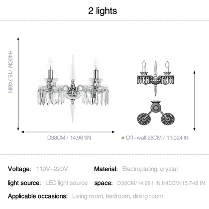 Classic Crystal Candelabra Multi-Light Wall Sconce