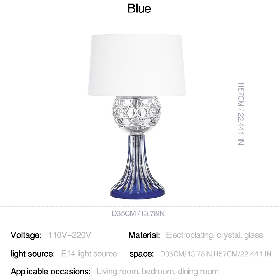 Deep Blue Crystal Table Lamp