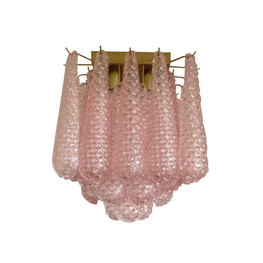 Mid-Century Pink Petal Glass Flush Mount Ceiling Light