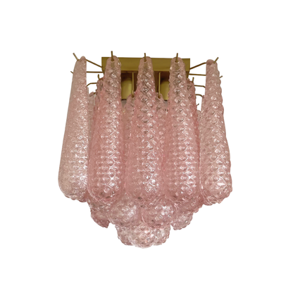 Mid-Century Pink Petal Glass Flush Mount Ceiling Light