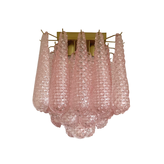 Mid-Century Pink Petal Glass Flush Mount Ceiling Light