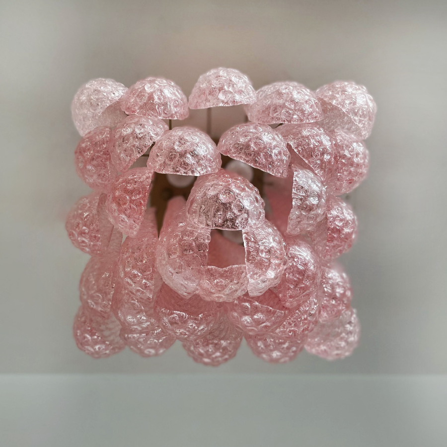 Mid-Century Pink Petal Glass Flush Mount Ceiling Light