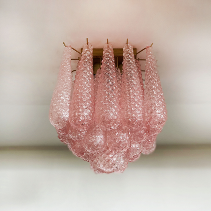 Mid-Century Pink Petal Glass Flush Mount Ceiling Light