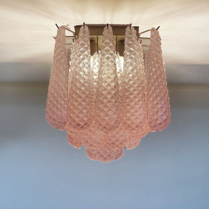 Mid-Century Pink Petal Glass Flush Mount Ceiling Light