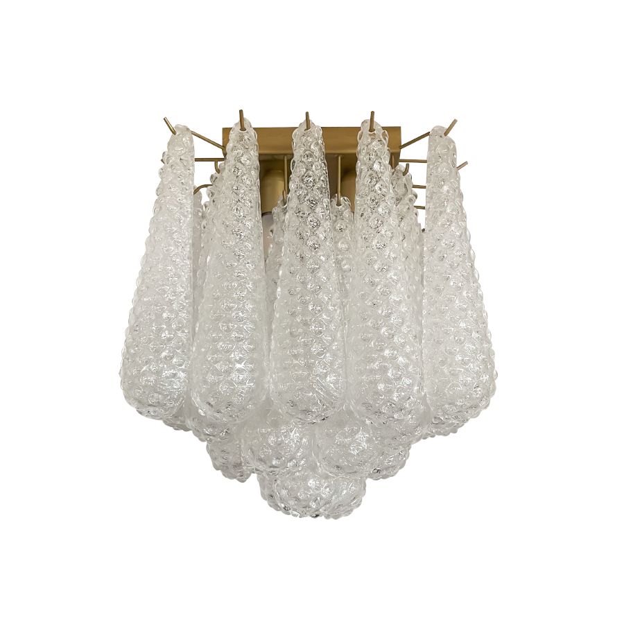 Mid-Century Pink Petal Glass Flush Mount Ceiling Light