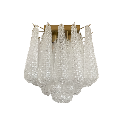 Mid-Century Pink Petal Glass Flush Mount Ceiling Light