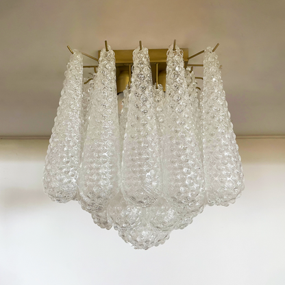 Mid-Century Pink Petal Glass Flush Mount Ceiling Light