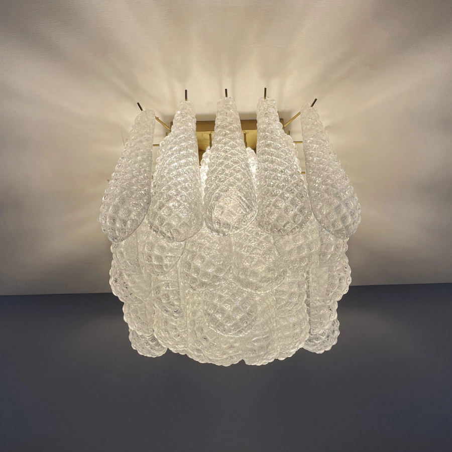 Mid-Century Pink Petal Glass Flush Mount Ceiling Light