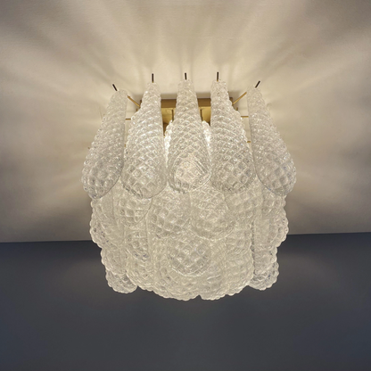 Mid-Century Pink Petal Glass Flush Mount Ceiling Light