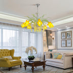 Luxury Handblown Iris Flower Glass Chandelier