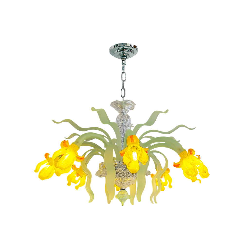 Luxury Handblown Iris Flower Glass Chandelier