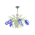 Luxury Handblown Iris Flower Glass Chandelier