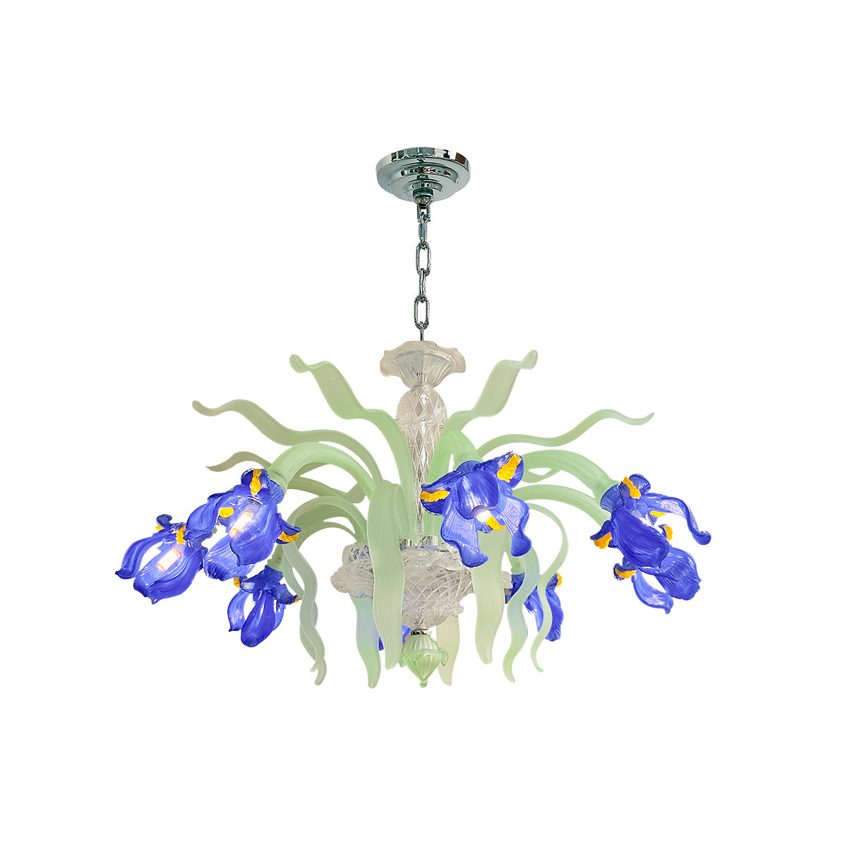Luxury Handblown Iris Flower Glass Chandelier