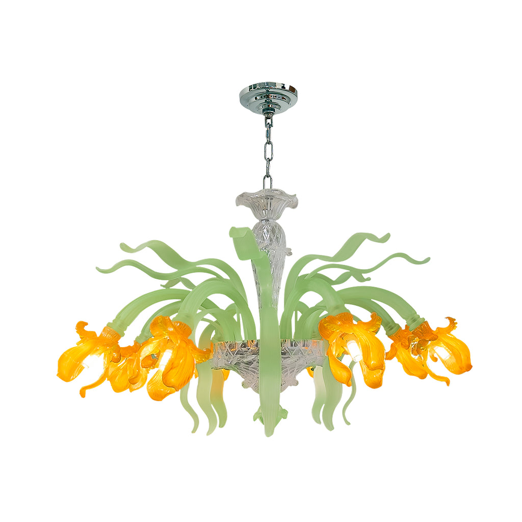 Luxury Handblown Iris Flower Glass Chandelier