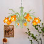 Luxury Handblown Iris Flower Glass Chandelier