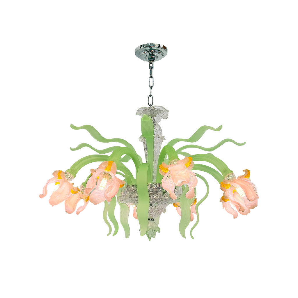 Luxury Handblown Iris Flower Glass Chandelier