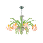 Luxury Handblown Iris Flower Glass Chandelier