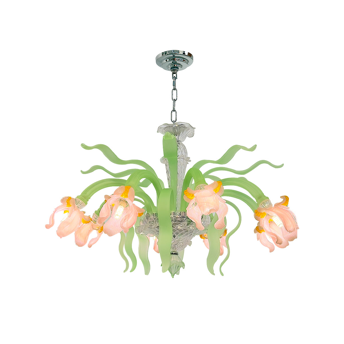 Luxury Handblown Iris Flower Glass Chandelier