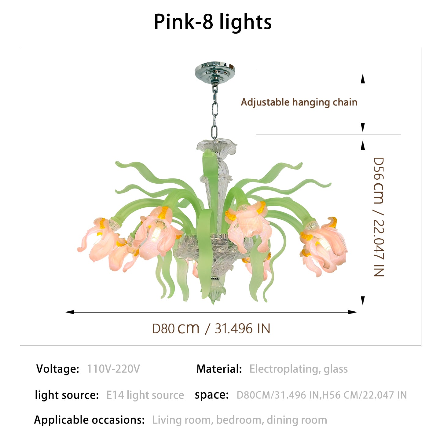 Luxury Handblown Iris Flower Glass Chandelier