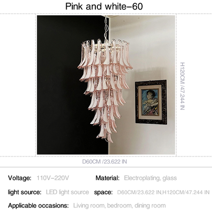Mid-Century White Horseshoe Handcrafted Murano Glass Chandelier – 60