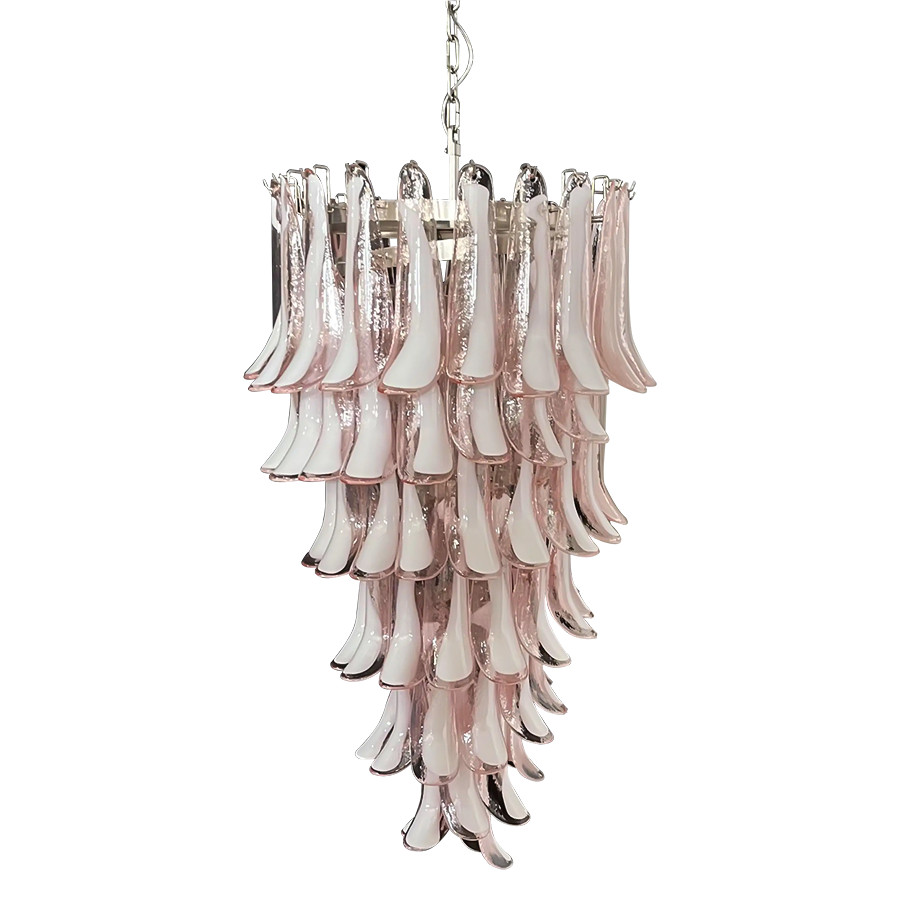 Mid-Century White Horseshoe Handcrafted Murano Glass Chandelier – 60
