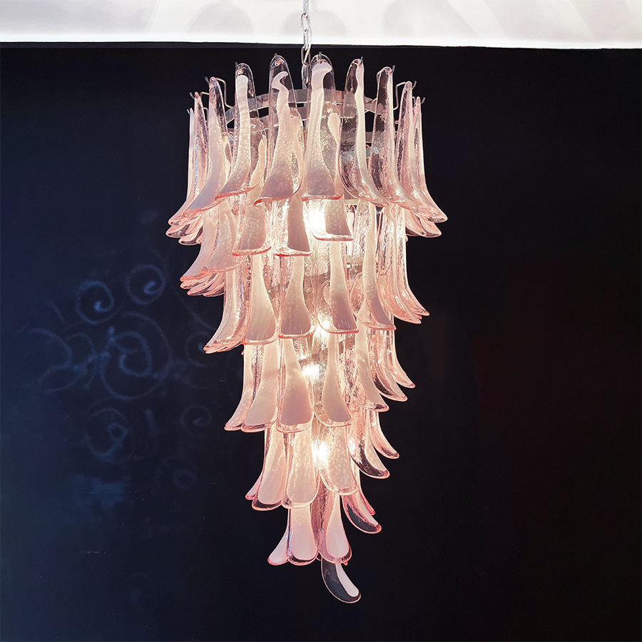 Mid-Century White Horseshoe Handcrafted Murano Glass Chandelier – 60