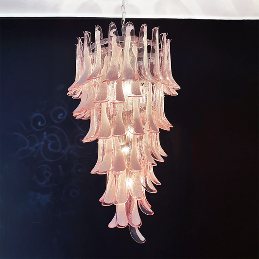 Mid-Century White Horseshoe Handcrafted Murano Glass Chandelier – 60