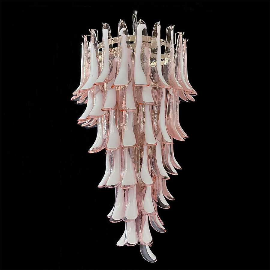 Mid-Century White Horseshoe Handcrafted Murano Glass Chandelier – 60