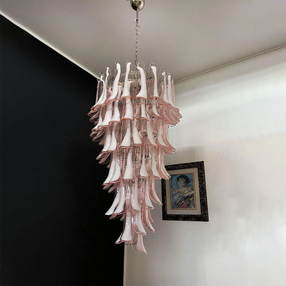 Mid-Century White Horseshoe Handcrafted Murano Glass Chandelier – 60