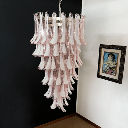 Mid-Century White Horseshoe Handcrafted Murano Glass Chandelier – 60