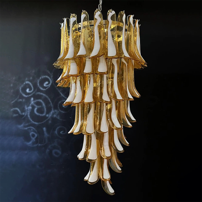 Mid-Century White Horseshoe Handcrafted Murano Glass Chandelier – 60