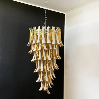 Mid-Century White Horseshoe Handcrafted Murano Glass Chandelier – 60