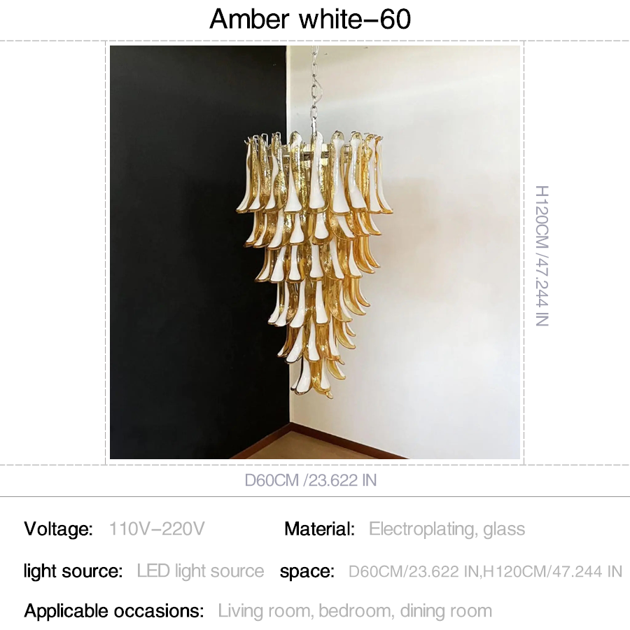 Mid-Century White Horseshoe Handcrafted Murano Glass Chandelier – 60