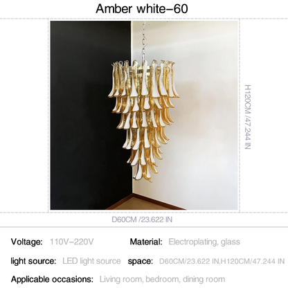 Mid-Century White Horseshoe Handcrafted Murano Glass Chandelier – 60